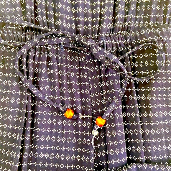 Navy Romper with white designs. Great condition. Elastic waist with tie. - Picture 4 of 5